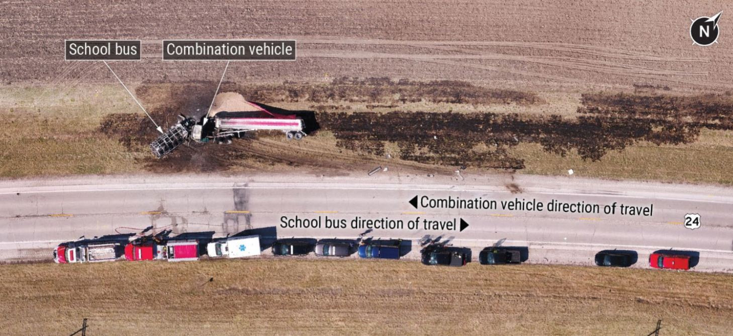 Rushville School Bus Crash aerial
